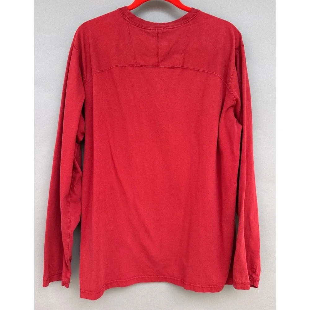 The North Face Red Long Sleeve T-Shirt Large Embroidered Logo Outdoor Tee Sun